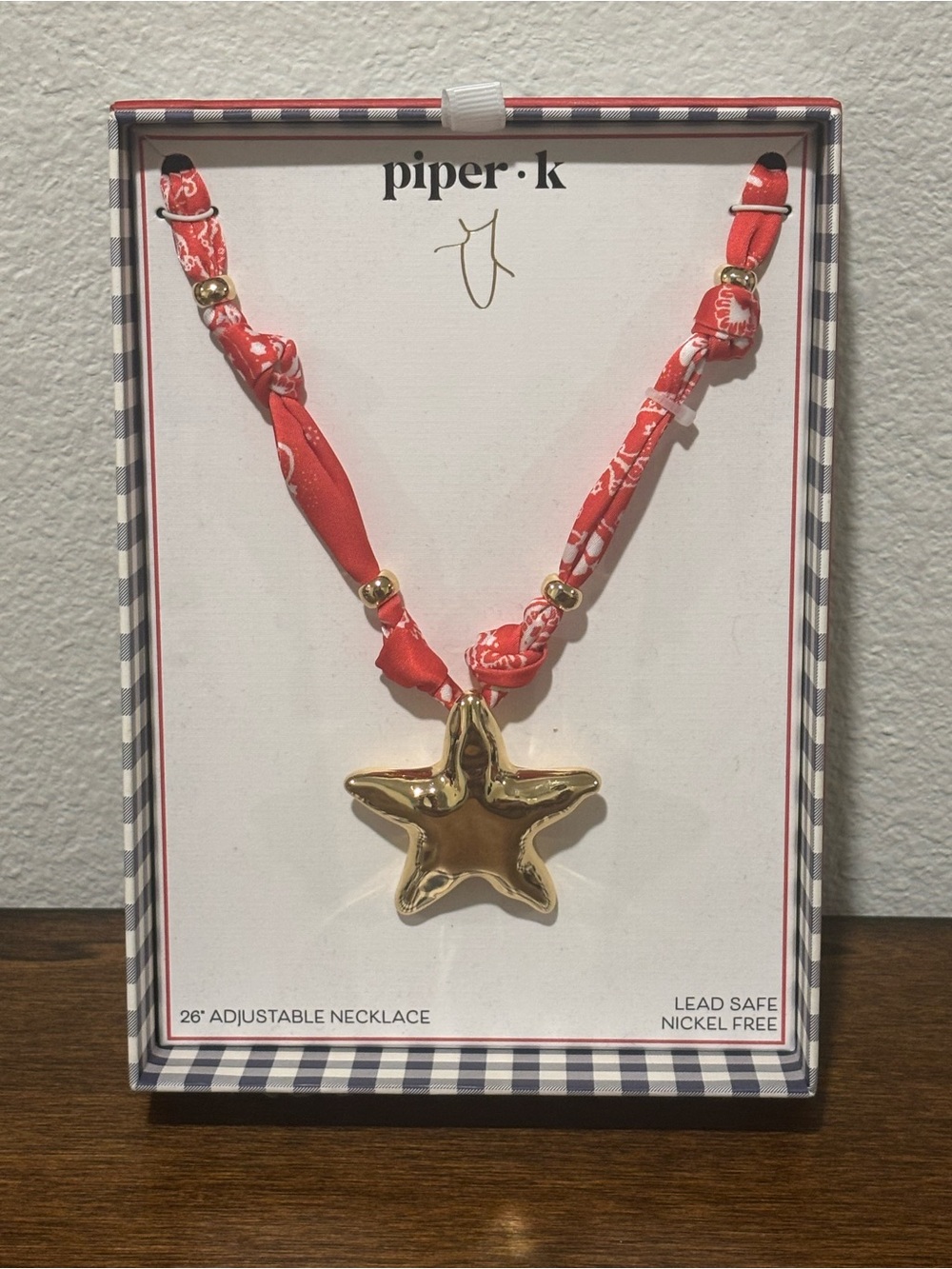 Piper•k Coral Bandana Necklace with Gold Tone
Star Pendant - Picture 2 of 4